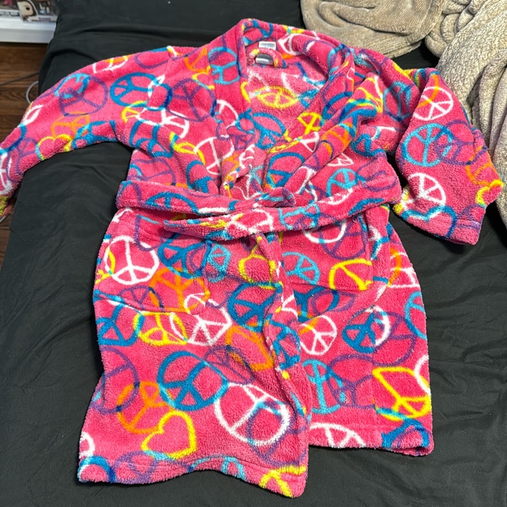 Pink peace sign robe